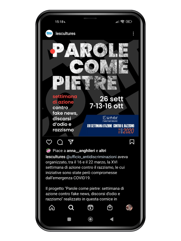 Instagram post for Les Cultures Odv's "Parole come pietre"