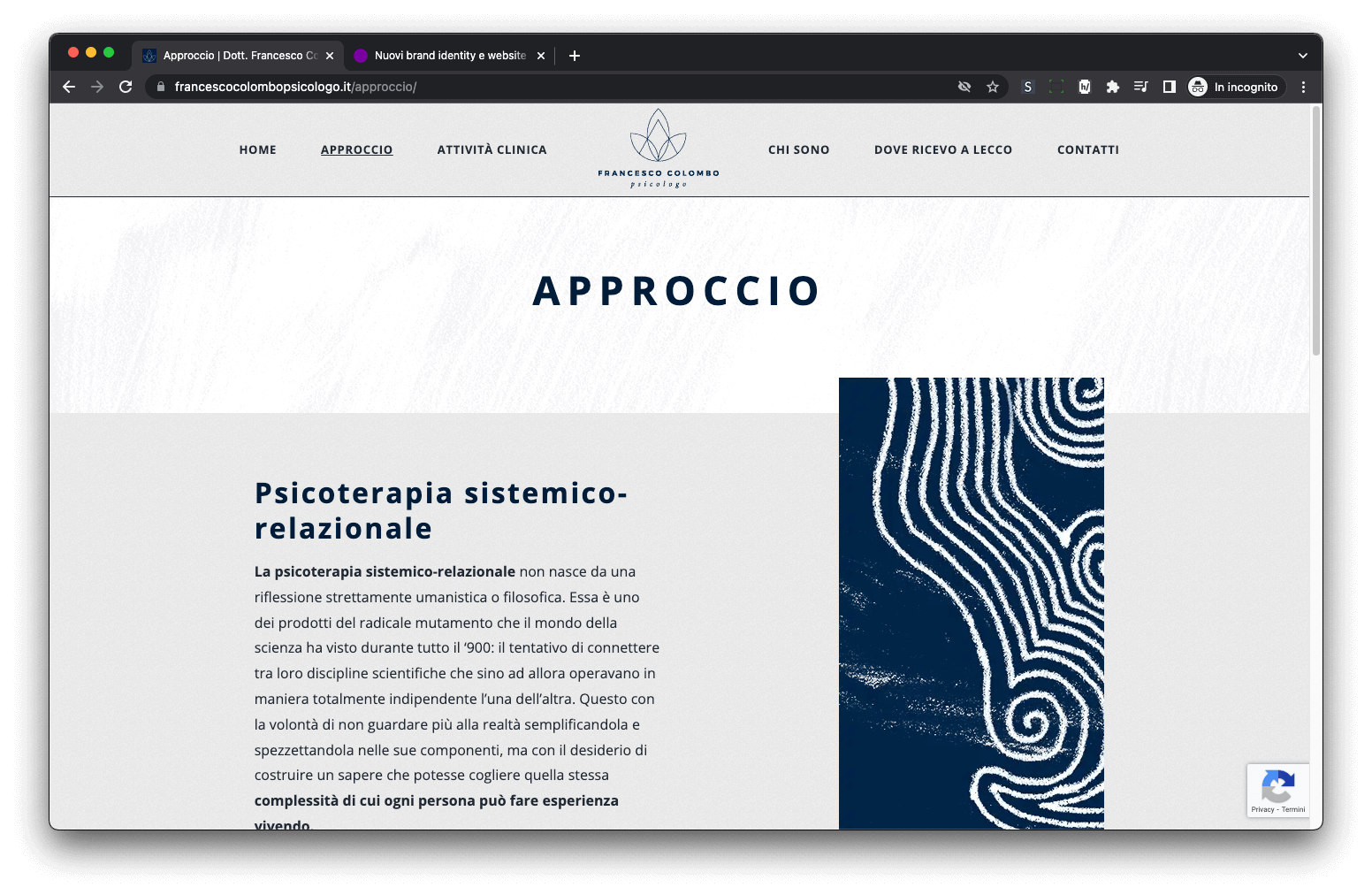 Pagina "Approccio" del sito di Dr. Francesco Colombo Psicologo
